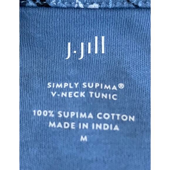 J. HILL SUPIMA V-NECK TUNIC, WOMENS, M, BLUE W/PAISLEY WHITE & BLACK FLOWERS - Picture 10 of 10